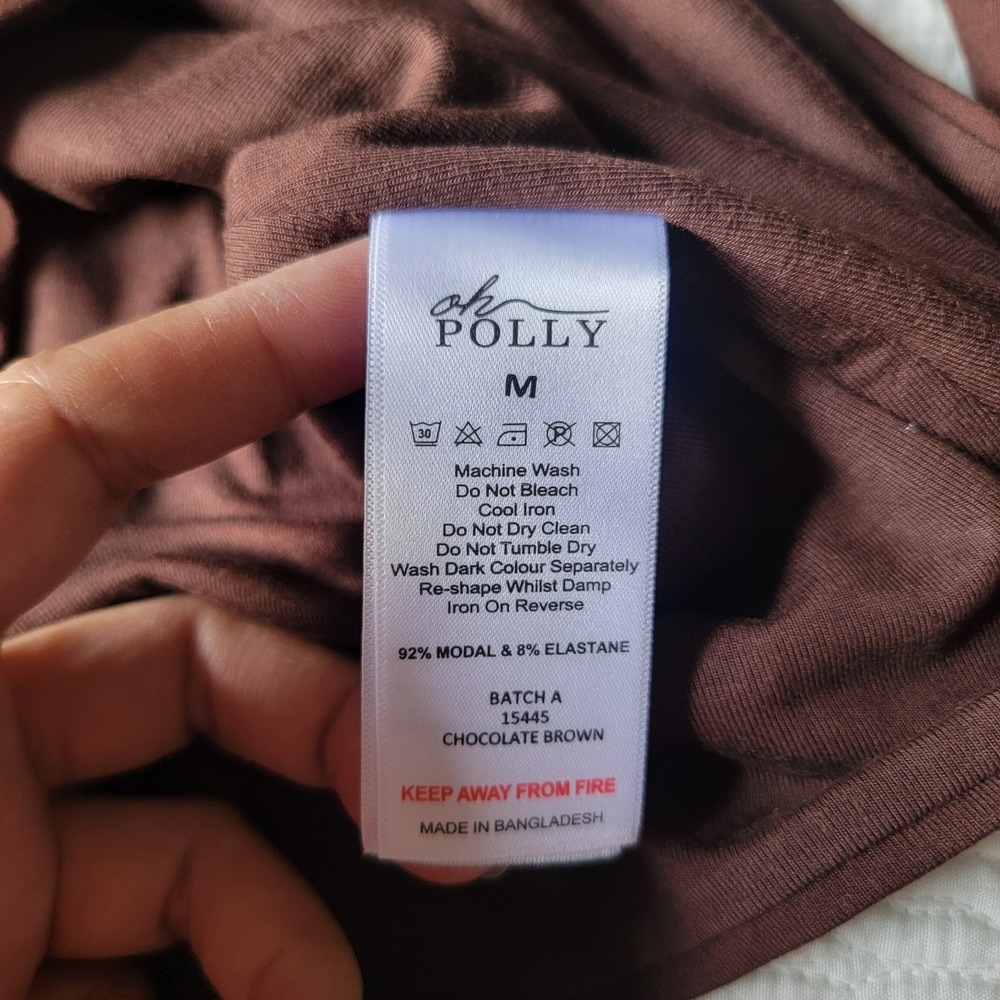 NWT Oh Polly Kaia Modal Square-Neck Long-Sleeve Top in Chocolate Brown Medium - Picture 9 of 9